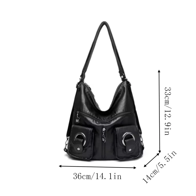 Vintage Women's Bag Leather Multifunctional Shoulder Bag Fashion Ladies Backpack Waterproof Wearable Square Backpacks