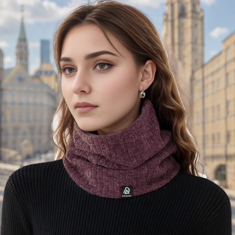 Hot Sale Winter Knit Ring Scarf With Velvet Unisex Riding Wool Neckscarf Solid Neck High Collar 2024 Pollover Echarpe 2