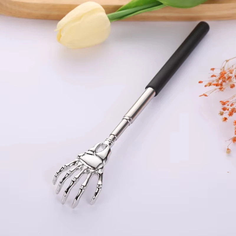 Skull Palm Telescopic Back Scratcher Hand Massager backslap with Rubber thumbnail 2