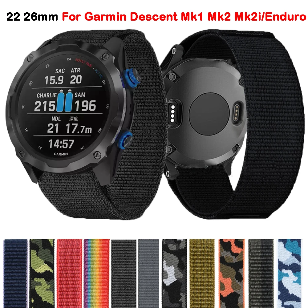 Cinturino In Nylon 22 26Mm Per Garmin Fenix Descent Mk1/Mk2/Mk2I/Enduro 2 Smart Watch Band Per Garmin Fenix 7 7X 6 6X Pro 5 5X Plus 3Hr