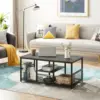 NEW Coffee Center Table with Storage for Living Room Office Reception, Modern & Industrial Mesh Shelf, 39.4 Inch, Charcoal Grey 2