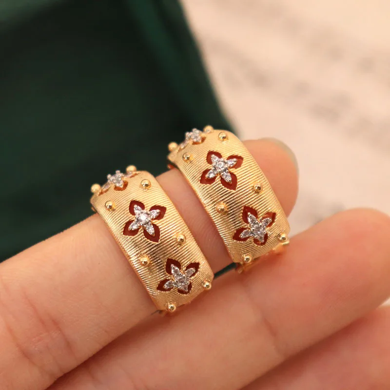Hollow Design Curved Vintage Earrings Gold Plated Elegant Women's Piercing Earring Luxury Jewelry Set for Ladies Birthday Gift