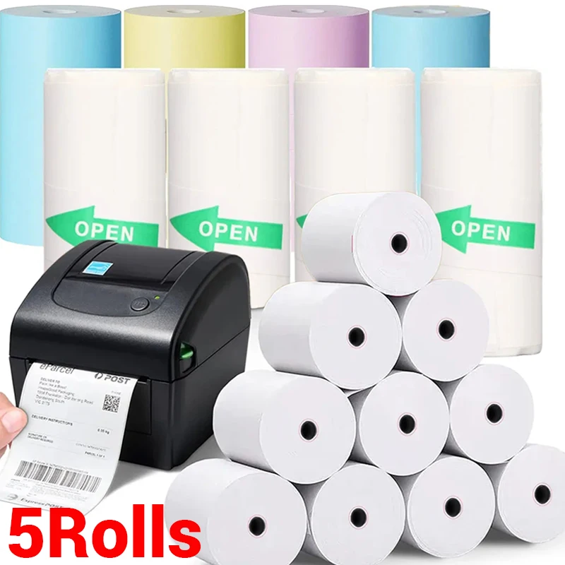 5/1 Rolls Thermal Paper 57*25mm Children Camera Instant Printing Paper Colourful Stickers Replacement Accessories Parts