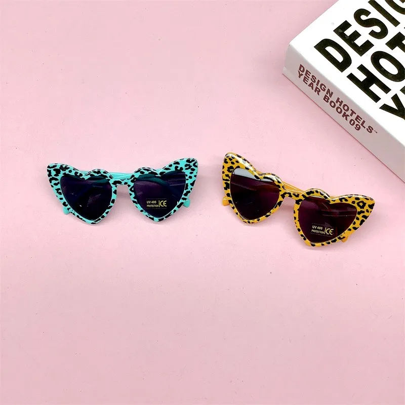 1 Pcs New Fashion Cute Heart Children'S Sunglasses Leopard Trendy Baby Sunshade Goggles Uv400 Protection Eyeglasses