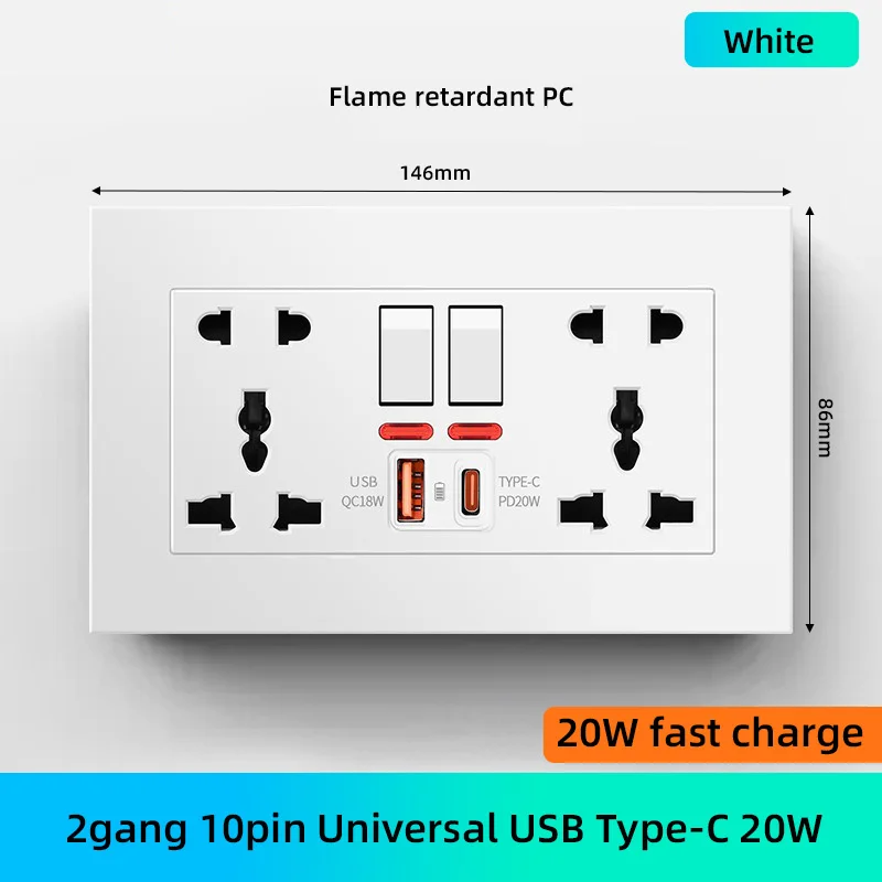 2gang 10pin USB C20W