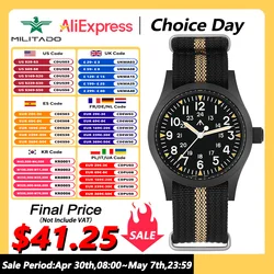 Militado ML05 Military Quartz Watch Men VH31 Movement Field Watches Domed Sapphire Crystal With High Clear AR Coating Wristwatch