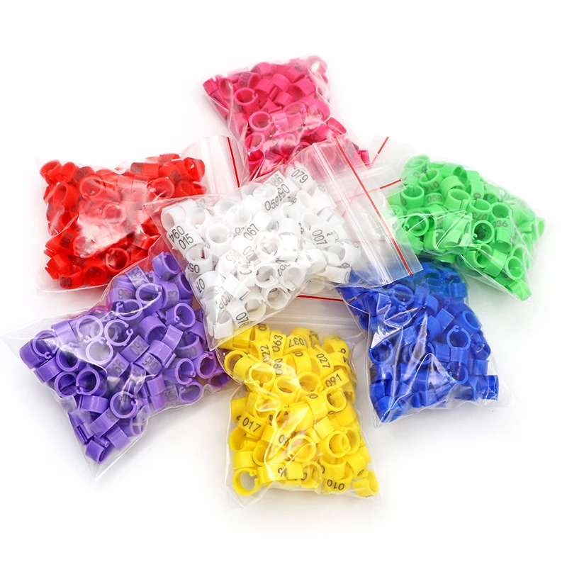 10-Color Digital Bird Training Foot Rings, 8mm Plastic ID Markers