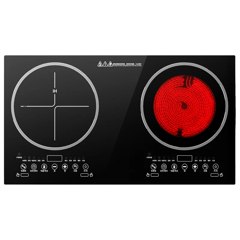 

Man-machineintelligent somatosensory electromagnetic furnace double-headed stove type embedded electric ceramic stove is fierce.