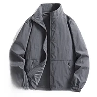 Youthful Men's Faionable Loose Fit Windbreaker Jaet Stand Collar Spring Autumn Large Size Workwear Versatile Haome Top