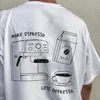 More Espresso Less Depresso Letter Print T-Shirt Aesthetic Coffee Lover Graphic Tees Unisex Short Sleeve Loose Cotton T Shirts 1