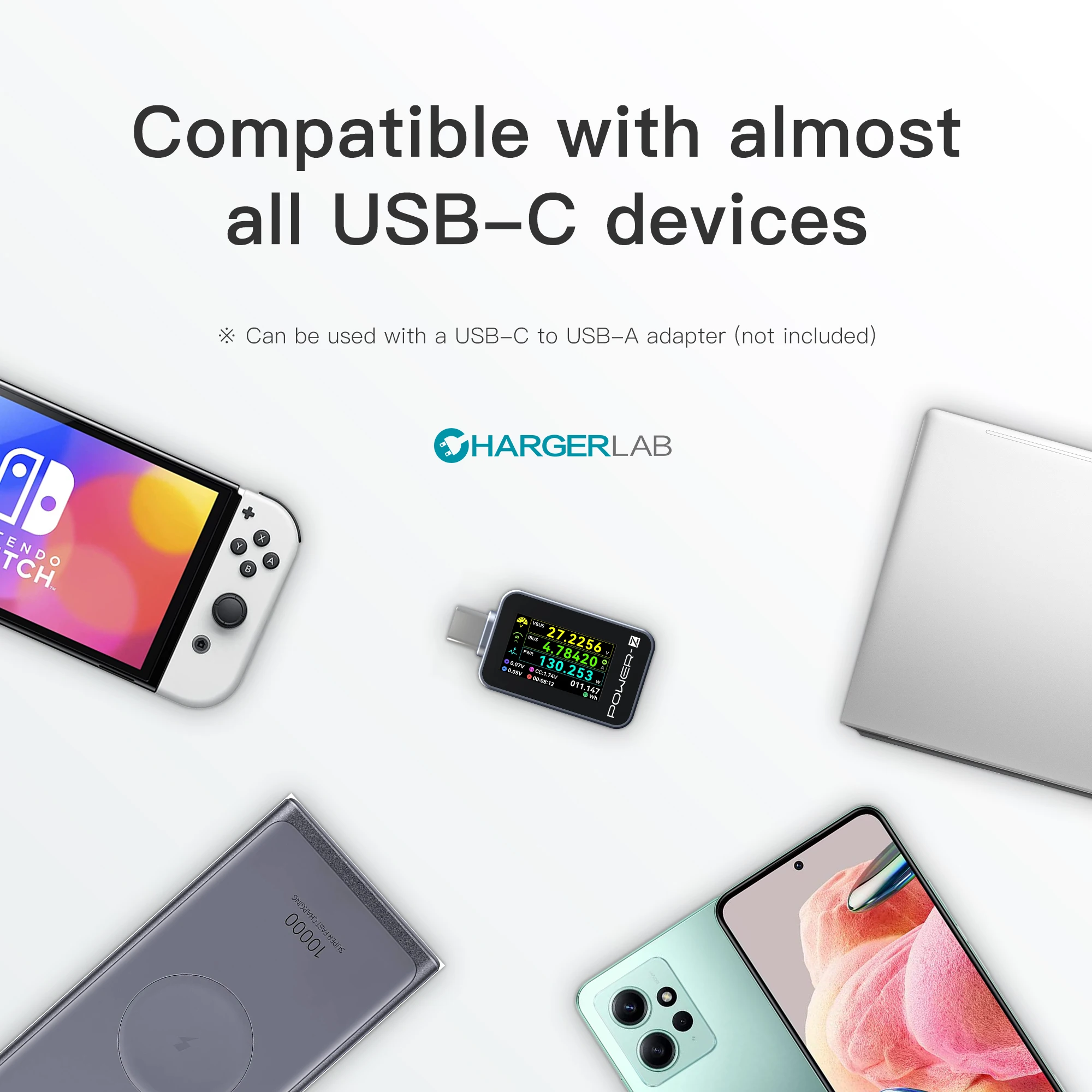 파워-Z C240 유니버설 USB-C 기기 충전기 테스터, 실시간 충전 정보 모니터링 OLED 디스플레이 240W 4.5V-50V 충전기 테스터