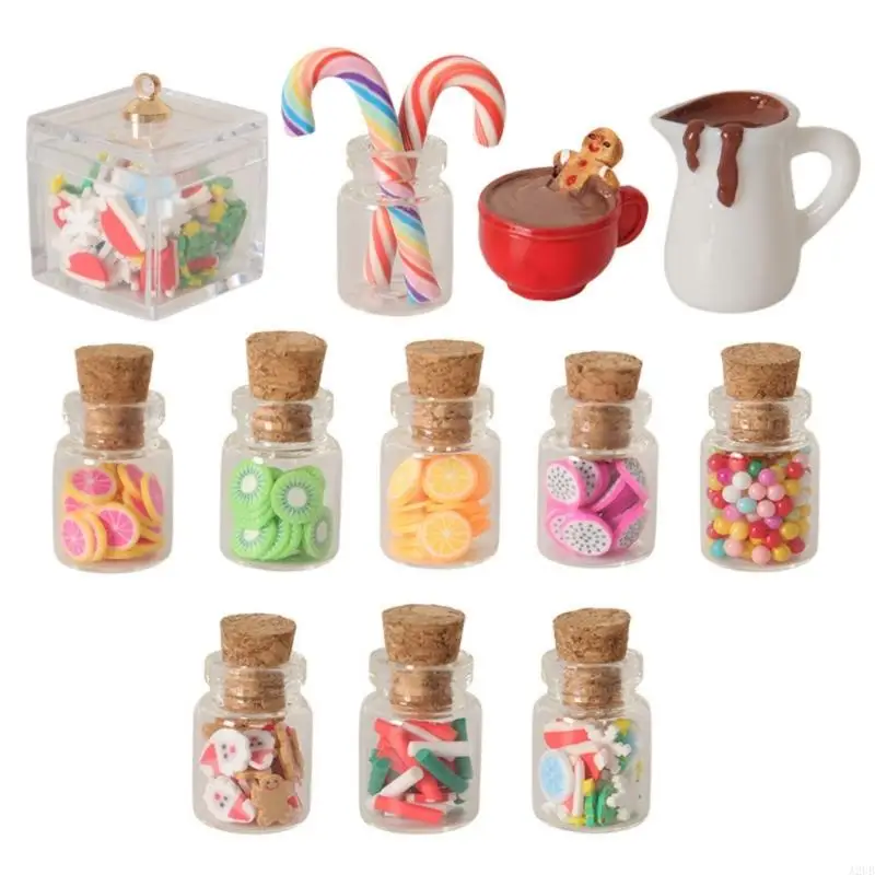 12 stücke Miniatur Weihnachten Süßigkeiten Flaschen Set 1/12 Puppenhaus Zubehör Mit Bunten Scheiben Handwerk Modell Szene A2UB – Detail 5