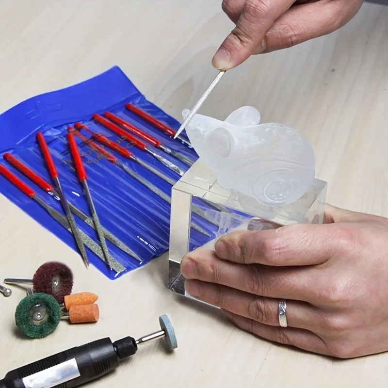 Diamond Needle File Set 10Pcs 3x140mm Stone Glass Metal Carving