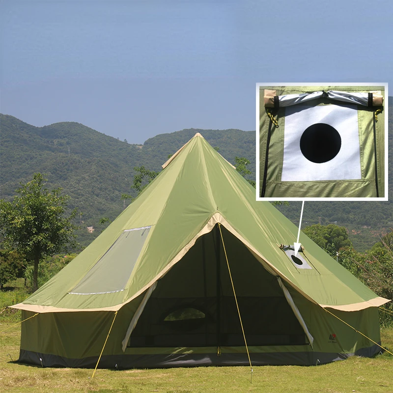 

6-10Persons Family Travel Hiking Outdoor Camping Glaming Luxury Mongolia Yurt Antistorm Castle Tent Silver Coated UV Function