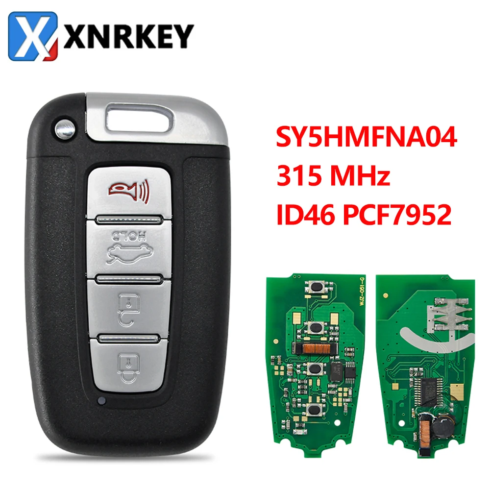 XNRKEY 3+1 Button Car Remote Flip Key PCF7952/ID46 Chip 315Mhz for Hyundai Sonata Genesis Equus Veloster 2009-2015 SY5HMFNA04