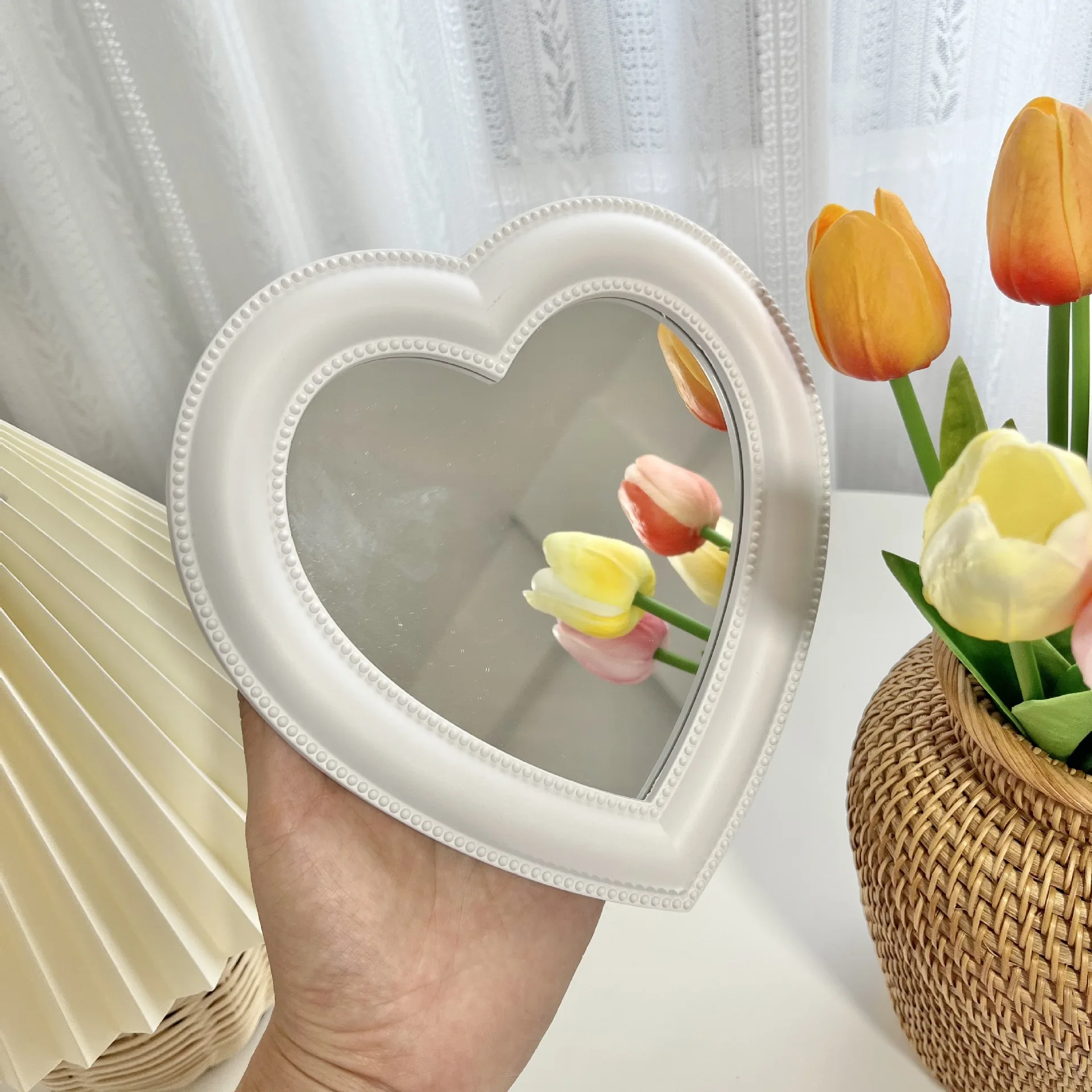 Miroir De Sac Kimmidoll Love - Forme Cœur Double Miroir - Argenté - 6x5x0,8cm - Neuf Dans Son Emballage