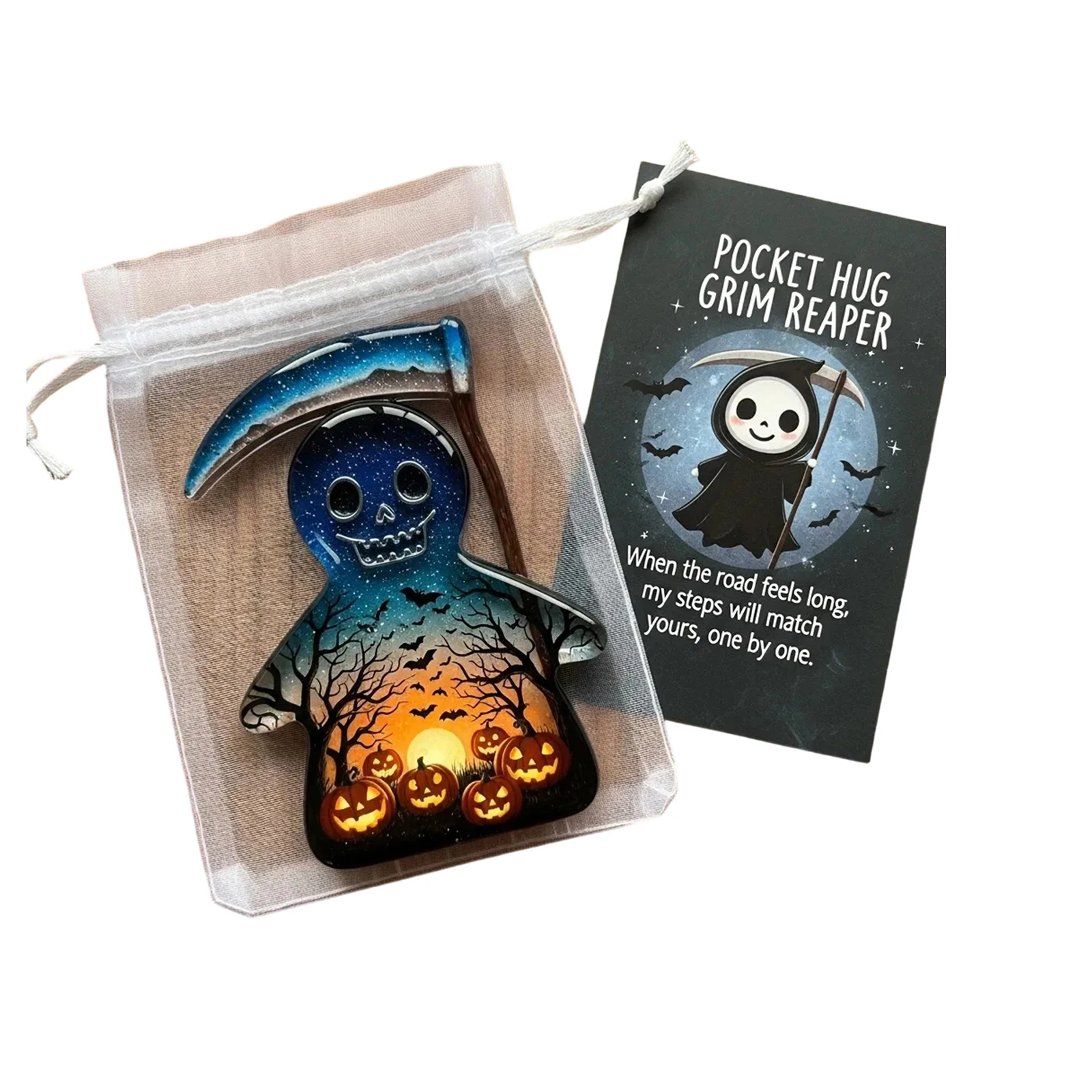 Ghost Pocket Cards, Pocket Comfort Ghosts, Pockets Hug Ghost With Encouragement Card Cute Mini Charm, Inspirational Gift For Friends, Emotional Support Token, Small Decorative Keepsake, Black