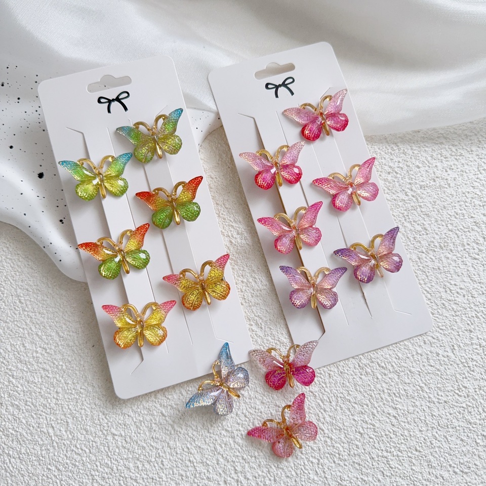 6PCS/Set Sweet Stereoscopic Color Gradient Cute Baby Hairpins Kids Hair Clips Children Headwear Barrette Girls Accessories Gift