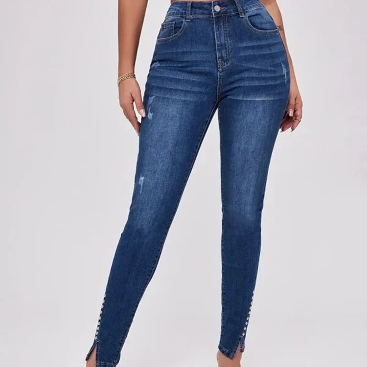 Women's Jeans Spring Autumn Ladies Slim Denim Print Stretch Pencil Pants For Women High Waist Stretch Jeans Pant Women Trousers 3