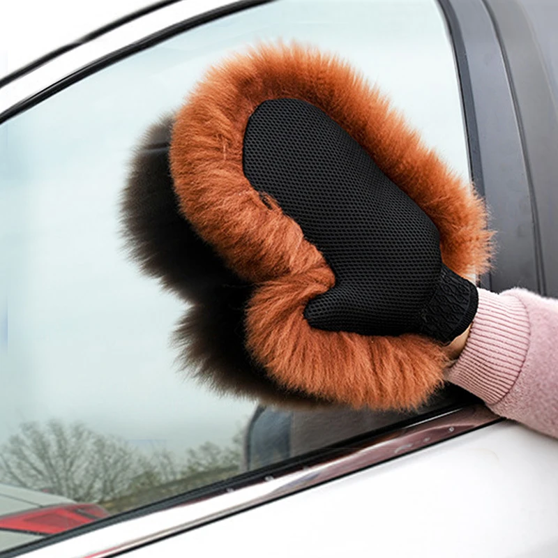 Wool Car Washing Gloves Protect Paint Surface Plush Dusting Gloves Car