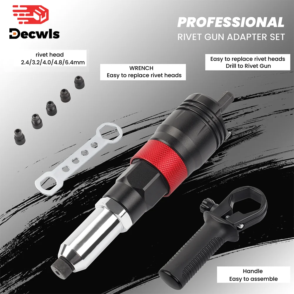 Riveting Machine Electric Rivet Gun Adapter Home 2.4-3.2-4.0-4.8-6.4mm Riveting Tools Cordless Multi-function Riveting Machine 5