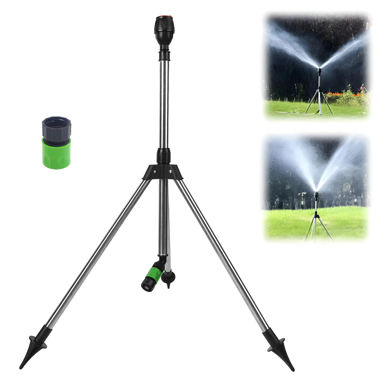 

Automatic Watering Sprinkler Tripod 360 Degree Rotating Irrigation Head Liftable Spraying Stand for Garden Lawn Irrigation