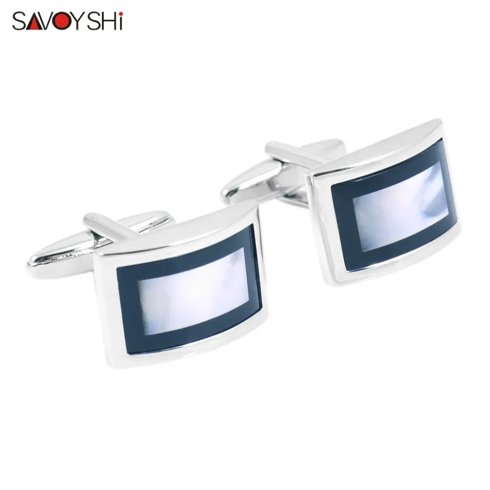 

SAVOYSHI Luxury Square Shell Cufflinks for Mens Shirt Brand Cuff bottons High Quality Wedding Cufflinks Fashion Gift Men Jewelry