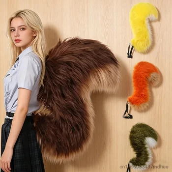 Coda di Scoiattolo Pelosa Grande per Cosplay, Accessori Antigravitazionali per Animali, Coda Soffice per Anime, Carnevale, Feste e Giochi di Ruolo, Disponibile in Diversi Colori