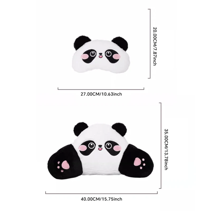 Car Headrest Neck Protection Pillow Cute Plush Panda Backrest in the Car Lumbar Support A Pair of Car Mounted Pillows