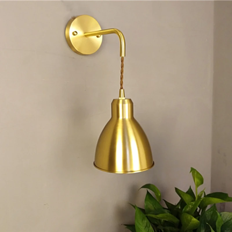 

Nordic modern style personality living room aisle lamp creative bedroom bedside lamp background Cafe brass wall lamp
