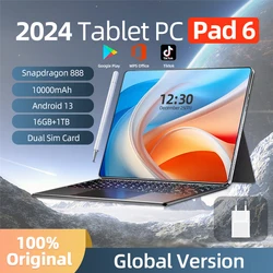 2024 Original Pad 6S Pro Global Version HD 4K Android 13.0 Snapdragon 888 11inch 16GB+512GB 10000mAh Tablet PC 5G Dual SIM WIFI