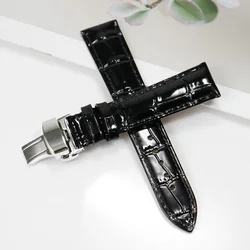 Genuine Cowhide Leather Watch Strap - Premium Universal Watchband for Women, Multiple Colors (Black - Silver)