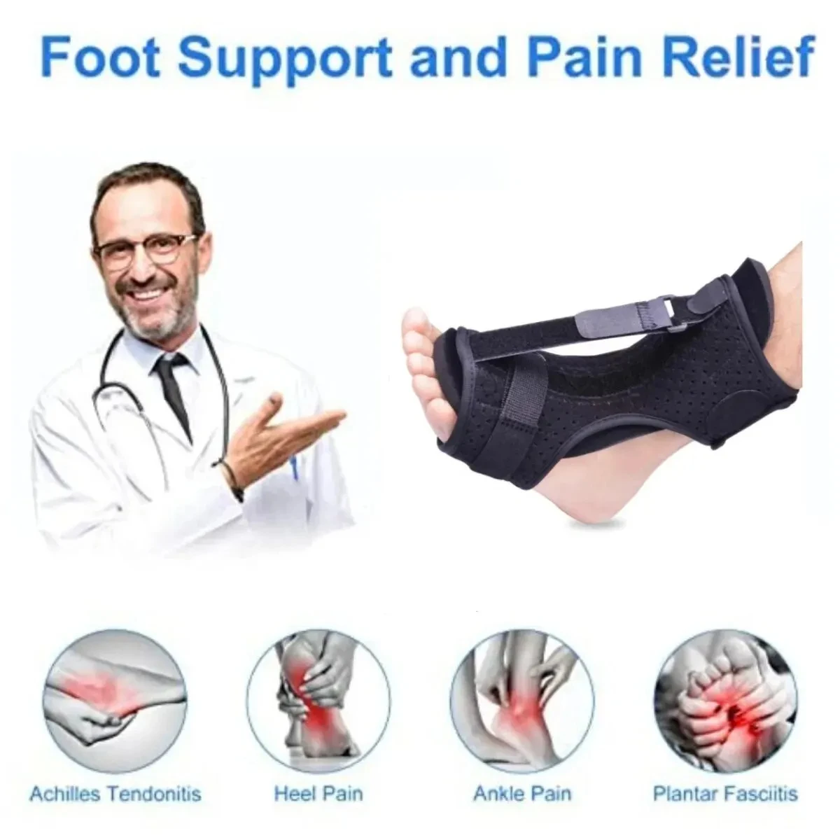 Plantar Fasciitis Night Splint Adjustable Ankle Brace Foot Drop Orthotic