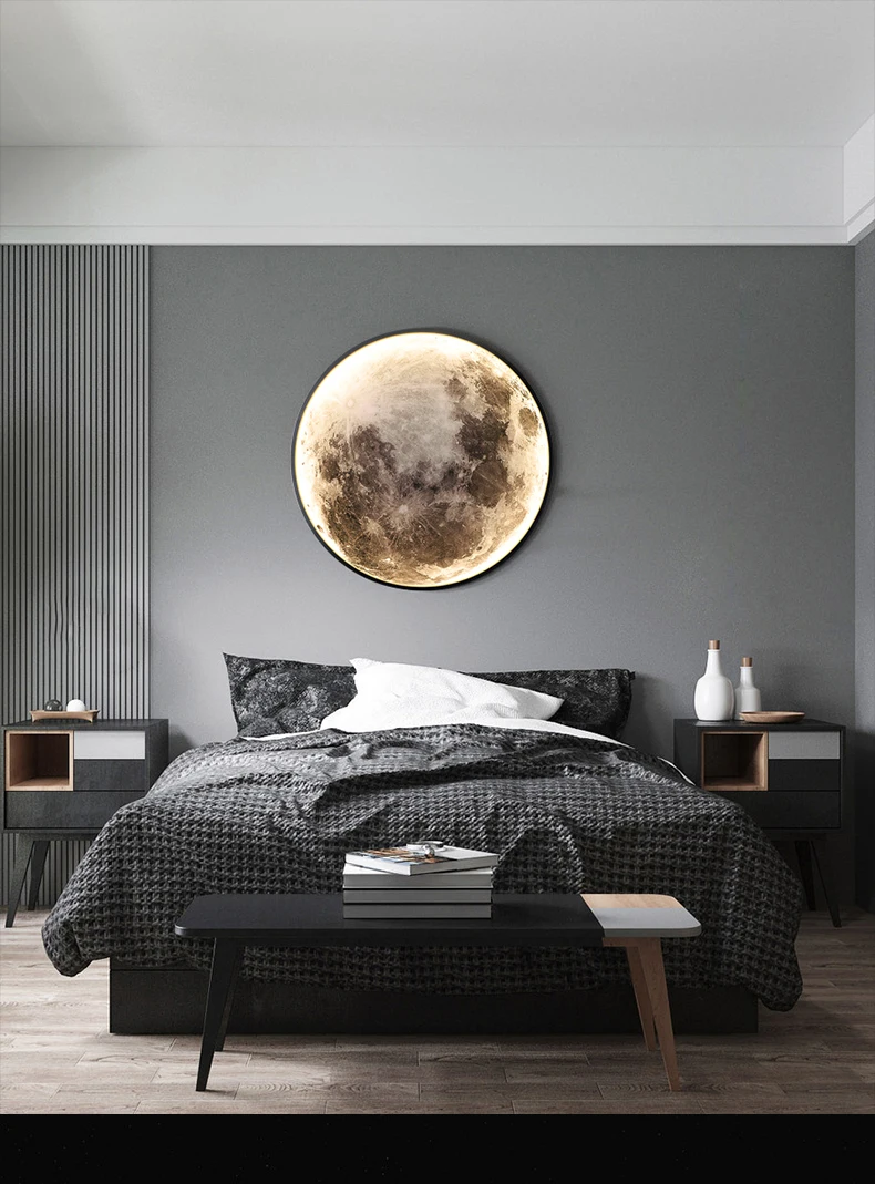 Modern LED Moon Wall Lamp Bedroom Minimalist Indoor Fancy Lighting Interior Wall Light for Home Living Room Decorative Luminaire bedside wall lamps