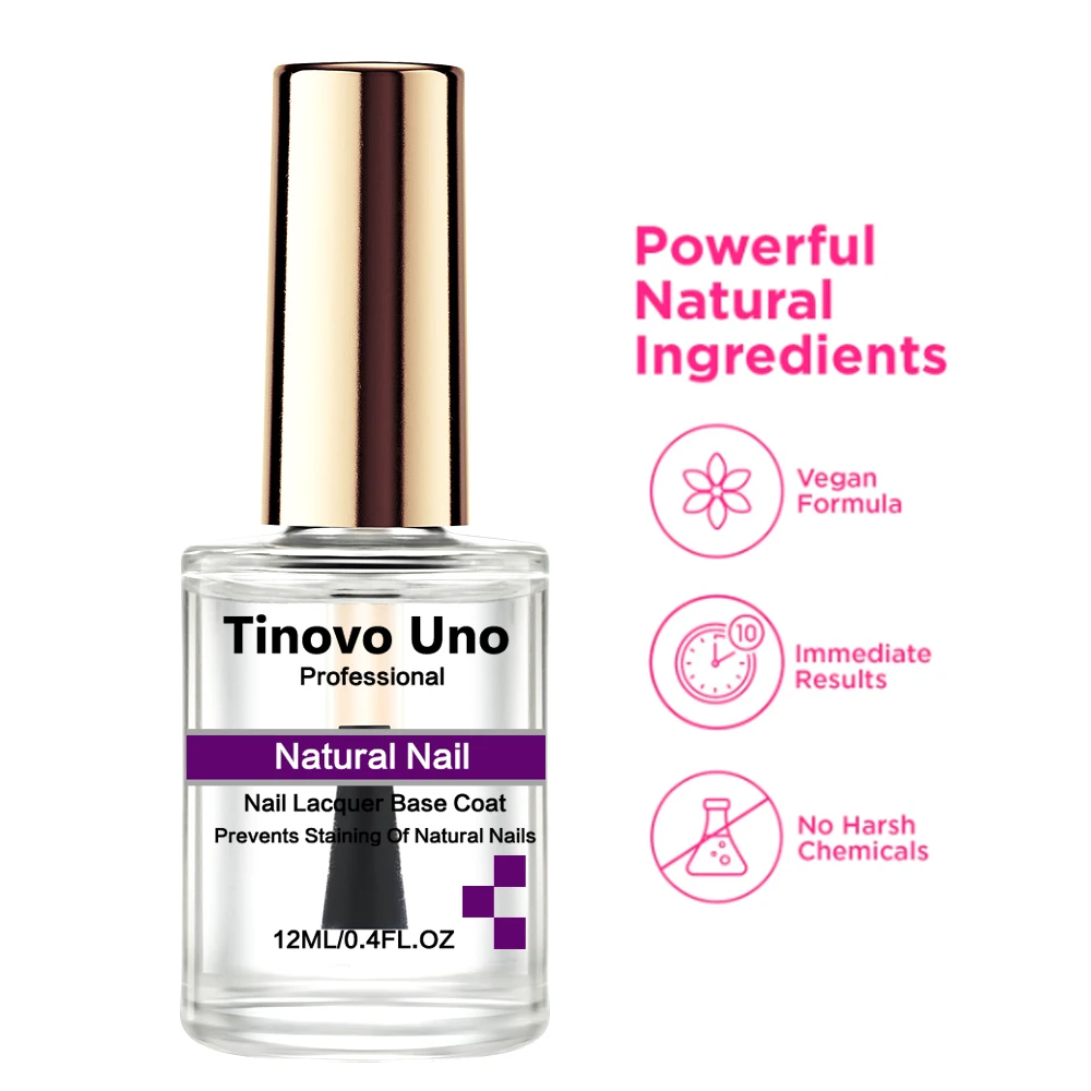 Nail Polish Tinovo Uno Natural Base Coat Regular Quick Dry Enamel Super Shine Painting Varnish Hardener Manicure