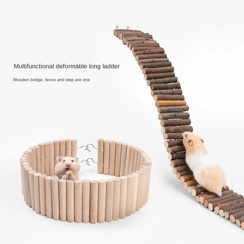 Hamster Swing Toys Golden Bear Fence and Ladder Natural Wooden