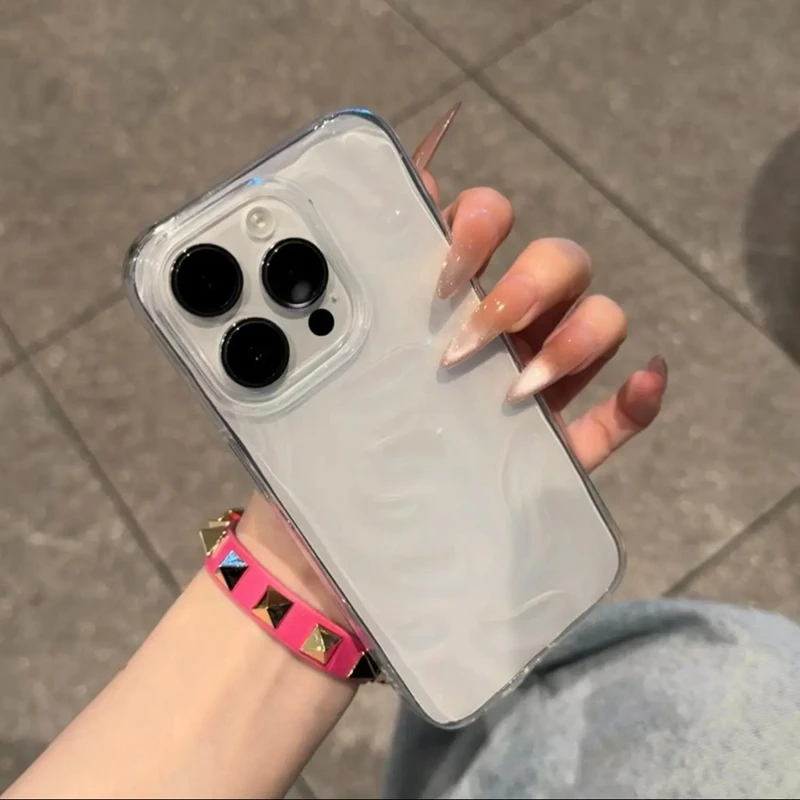 Luxury Soft Silicone Wave Fold Pattern Phone Case with Candy Bumper Back Cover