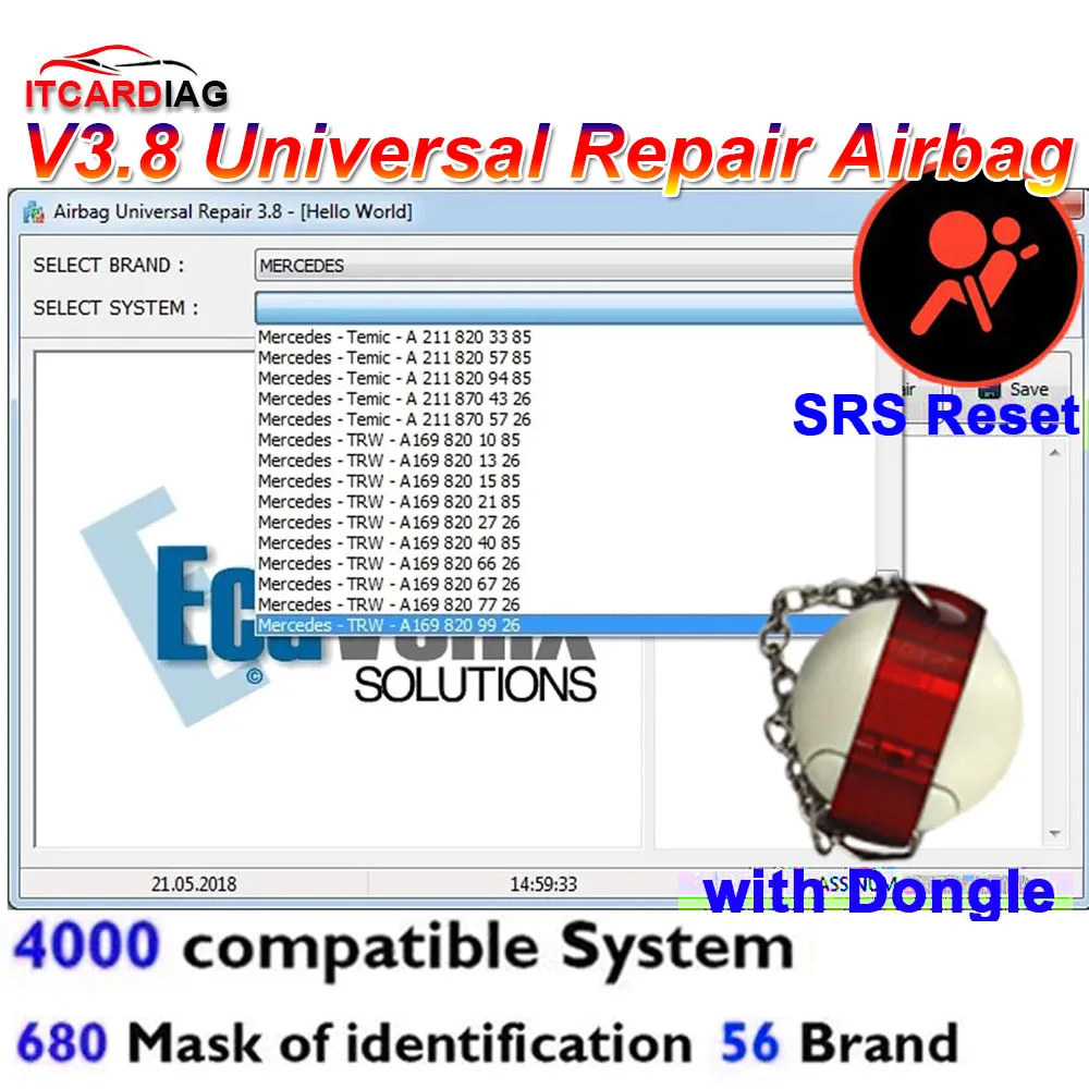 

V3.8 Airbag Reset Tool Airbag Universal Repair ECU Programmer of Airbag Obd2 OBD Car Diagnostic Software Over 4000 Compatibility