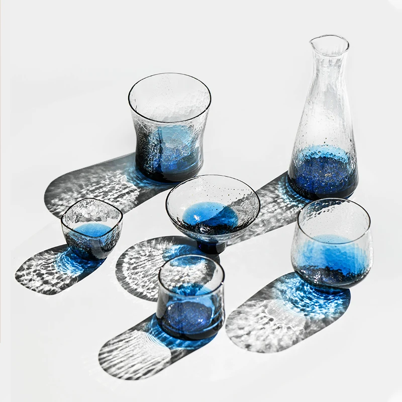 JINYOUJIA-Japanese Yachiyo Sake Glass with Gold Leaf, Handmade Crystal Teacup, Drinking Glass, Whiskey Cup