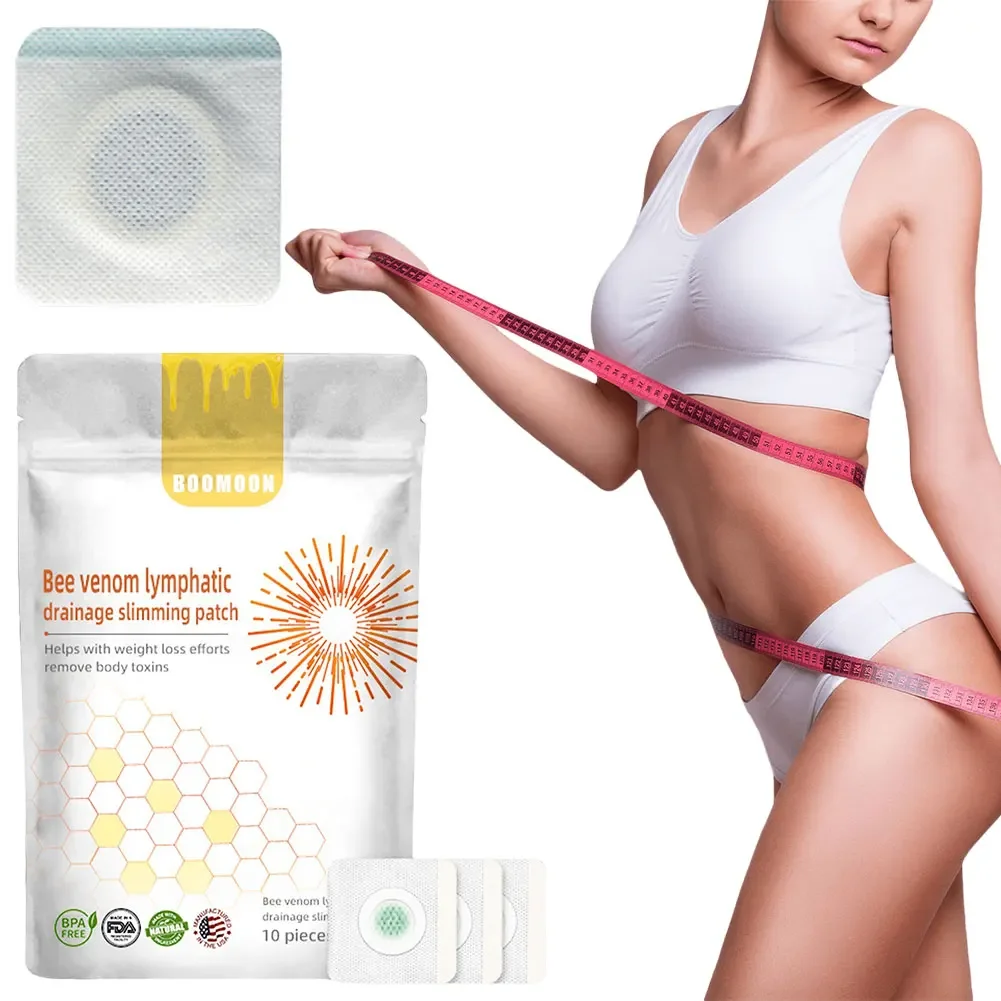 7/10Pcs Fat Burning Anti-Swelling Slimming Patch Lymphatic Detoxification Detox Abdominal Bee Venom Patches For Body Care Beauty