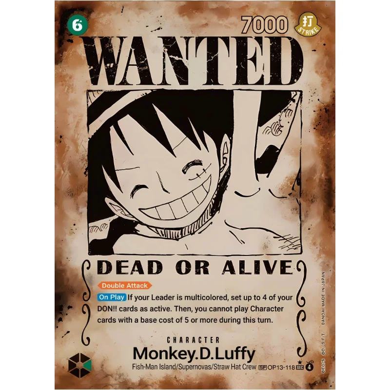 Diy One Piece Wanted Poster Japanese Sets Luffy Ace Sabo Roger Op13 Sec Sp Eustass Kid Op01-051 Op09-004 Shanks Op09-093 Teach