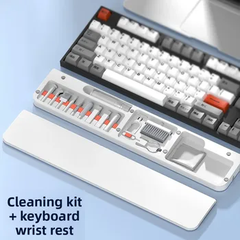 Kit di Pulizia per Computer: Cuscinetto da Polso, Strumenti in Schiuma Morbida, Estrattore Tasti, Spazzola Multiuso per Tastiera e Auricolari