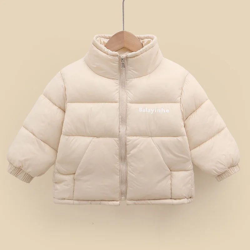 Girls Winter Warm Thickened Down Coat Boys Solid Color Letter Standing Collar Outerwear Kids Autumn New Casual Fashion Jacket down jacket baby jacket