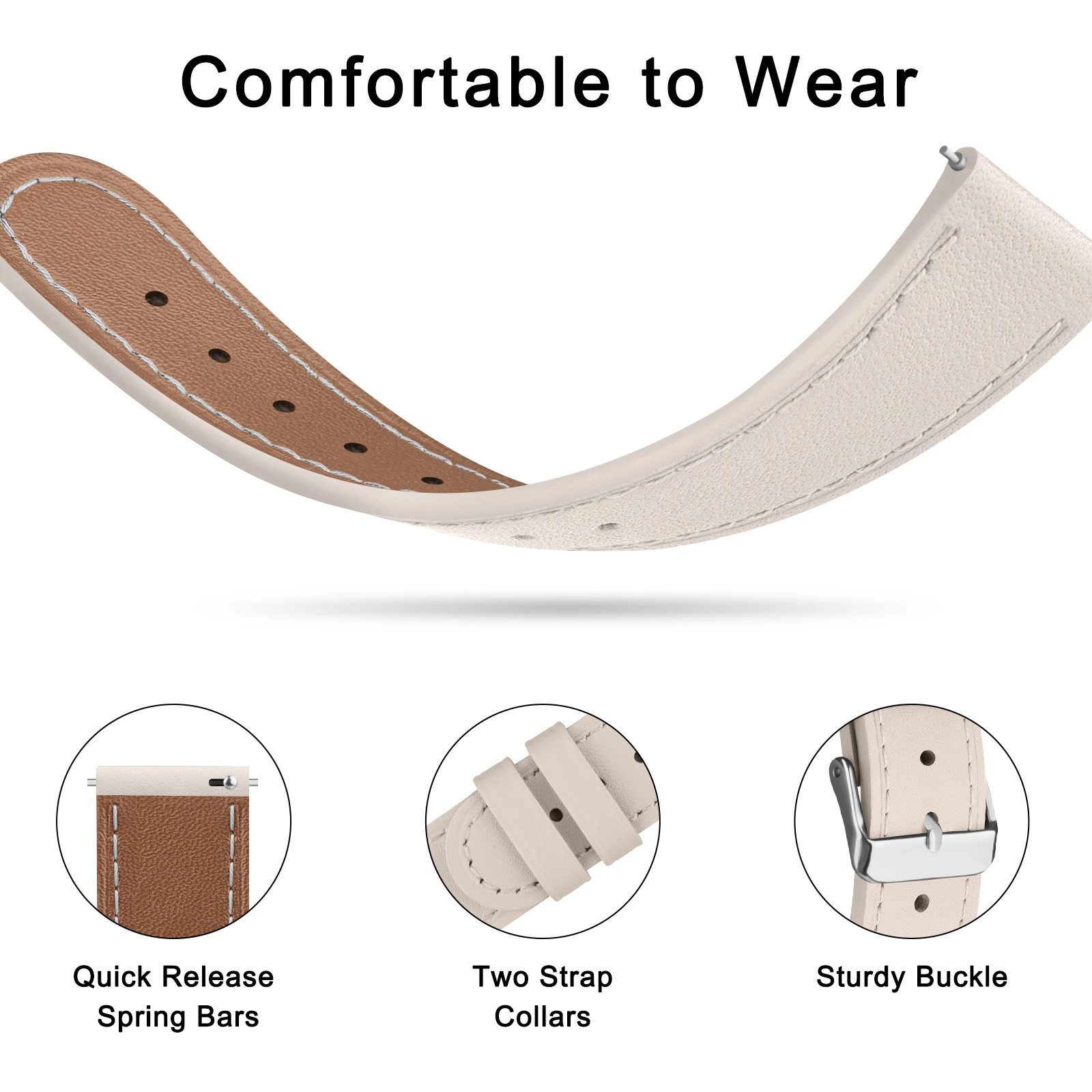 Premium Leather Watch Band - Universal Compatibility, Available in Multiple Sizes