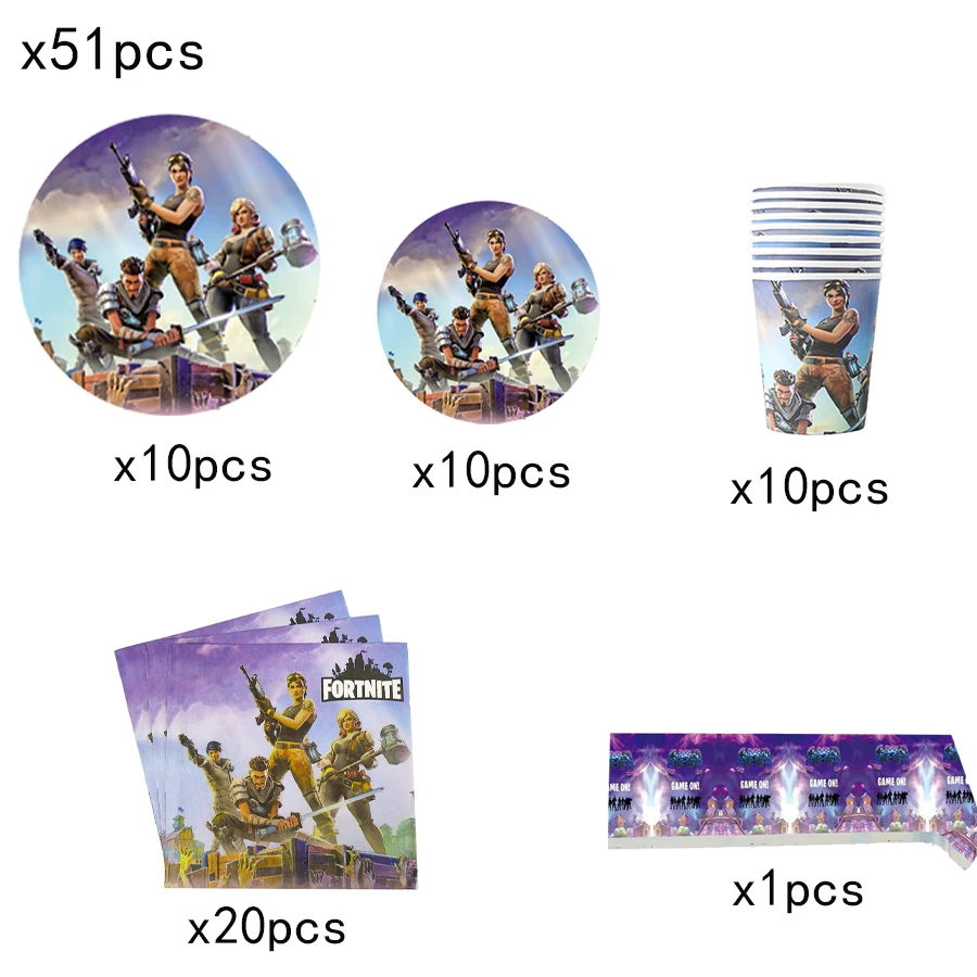 Fortnition Party Supplies: Fun Shooting Game Decorations with Alpaca Llama-Themed Paper Tableware and Balloons for Baby Shower Celebrations