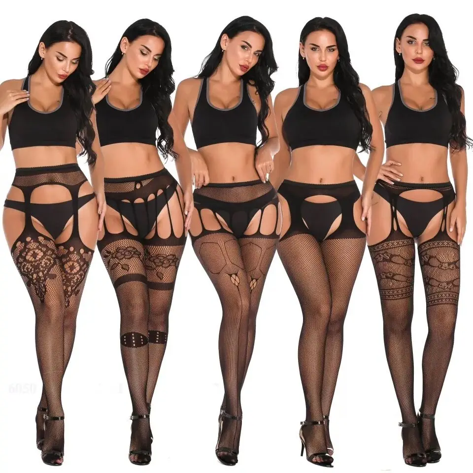 Hot Sexy Erotic Lingerie See Through Open Crotch Pantyhose Tights Women Fishnet Mesh Crotchless Suspenders Stockings Sex Costume sexy lingerie,women tights