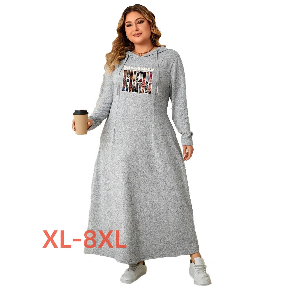 

Женское зимнее платье-макси с принтом, размеры 4xl, 5xl, 6xl, 7xl, 8xl