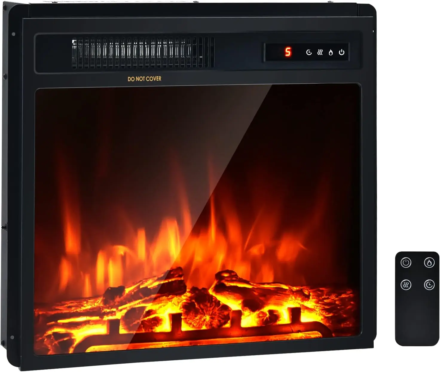 18 Inch Recessed Electric Fireplace Insert, 1500W Freestanding Fireplace Stove Heater W/Adjustable Flame Effect & Temperature, B