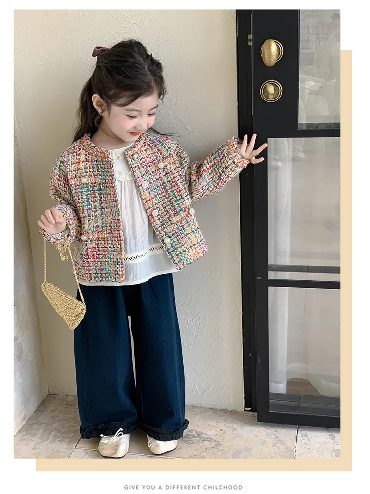 PEKPACH Girls Tweed Jacket back view