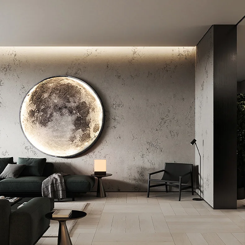 wall sconces for living room Modern moon wall lamp creative mural living room background wall decoration lamp minimalist art bedside wall light wall mounted light fixture